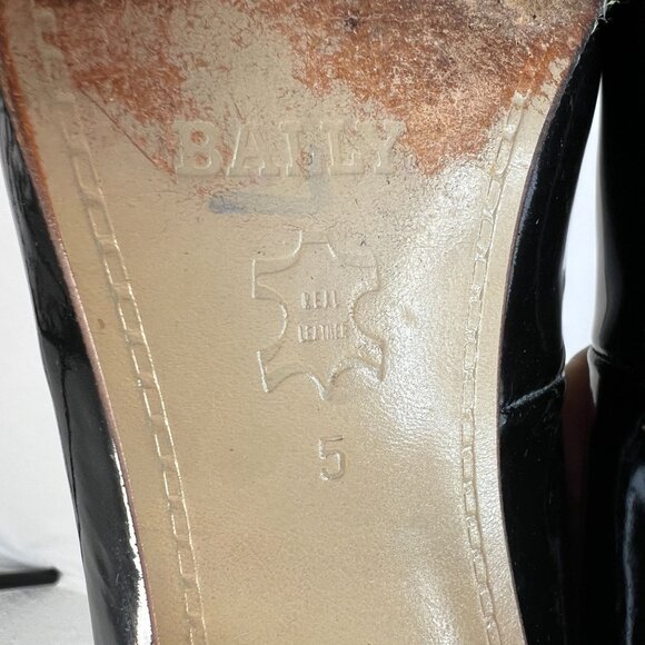 Bally Classic Patent Leather Pumps Cone Heel Almond Toe Black 5 - Picture 4 of 13